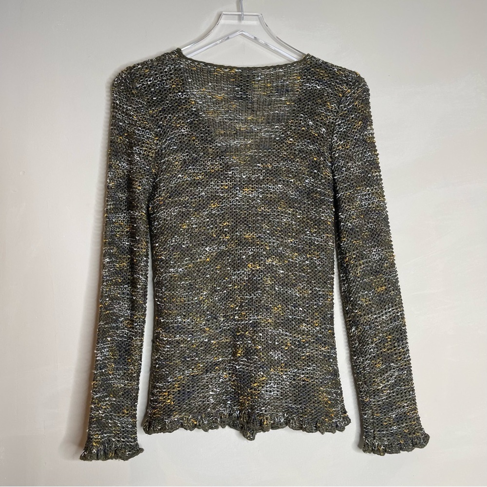 BCBGmaxazria Crochet Knit Button Down Confetti Sweater - Picture 3 of 9